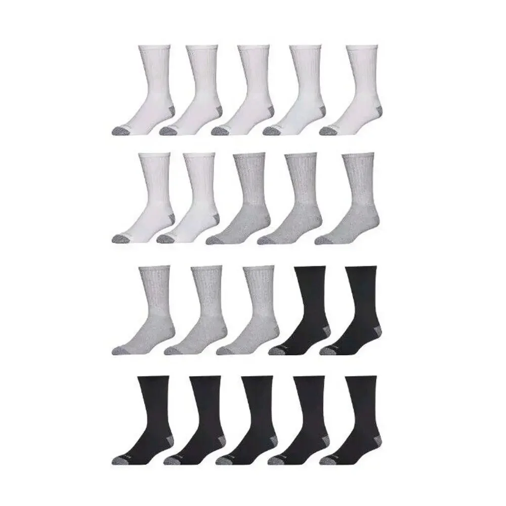 Wrangler Rustler Men’s Cushion Crew Socks, 20 pack Reinforced Heel & Toe